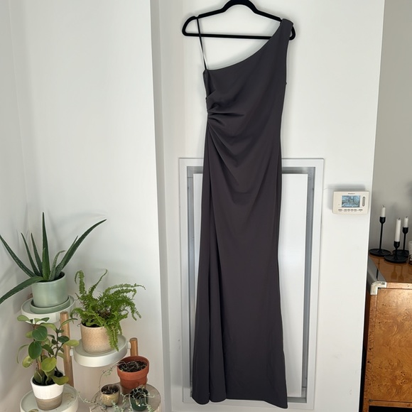 Anthropologie by BHLDN one shoulder charcoal gown, bridesmaid or black tie event - Picture 2 of 9
